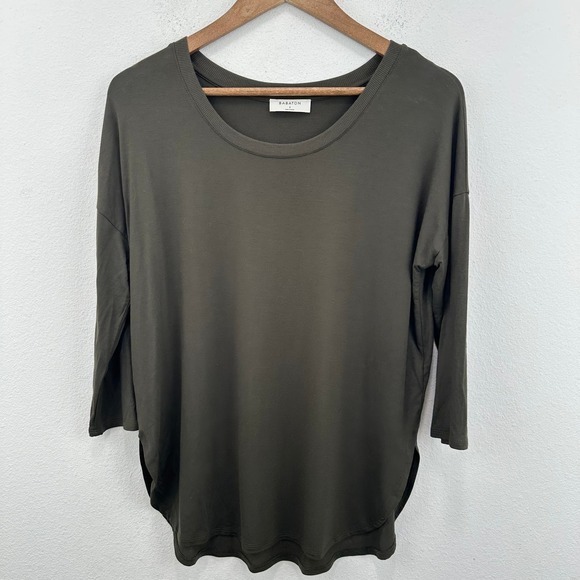 Babaton Tops - Babaton Women's Tunic Top Olive Green 3/4 Sleeve Round Neck Casual Relaxed